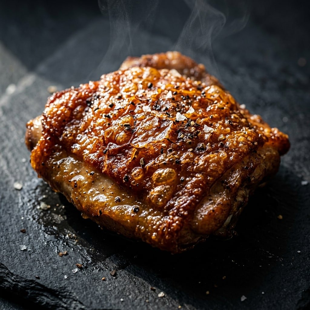 Crispy-Skin Chicken Thighs, plated